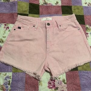 Kancan Pink Denim Frayed Hem Shorts‎ Size M
